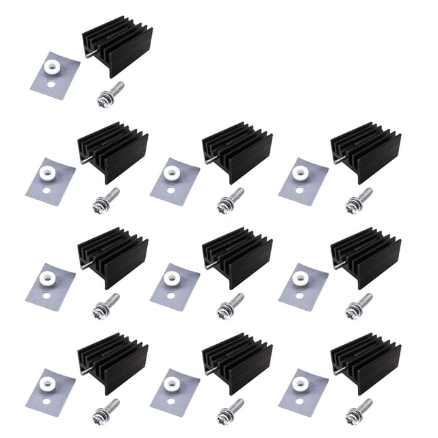 Easycargo 10 paquetes TO-220 disipador de calor + kit de tornillos de montaje aislante para LM317 LM317t L7805 L7812 L78XX regulador de voltaje IRFZ44N 3205 520N 630 1404 transistor MOSFET (20 mm x 15