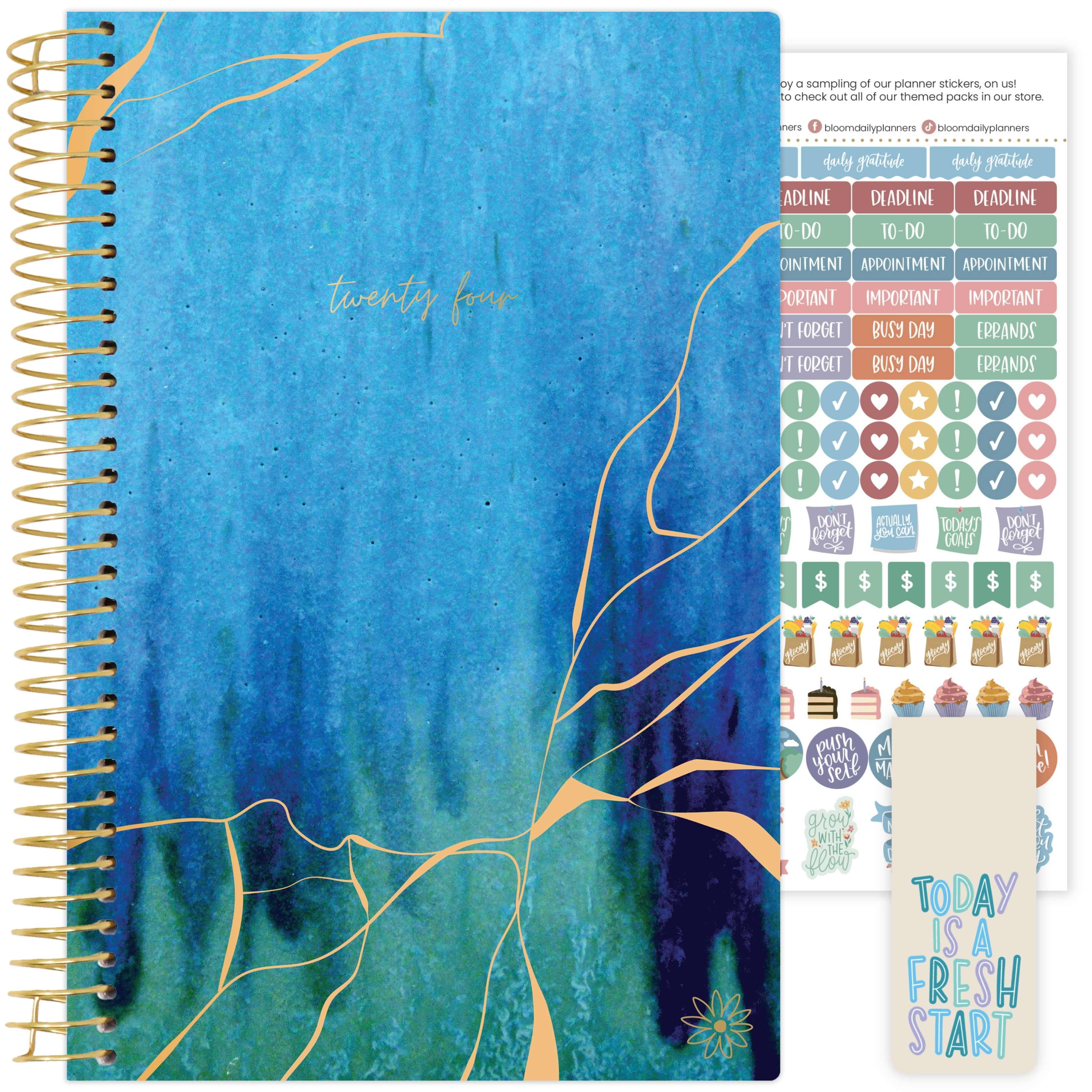 bloom daily planners 2024 Soft Cover Planner, 5.5" x 8.25", Blue