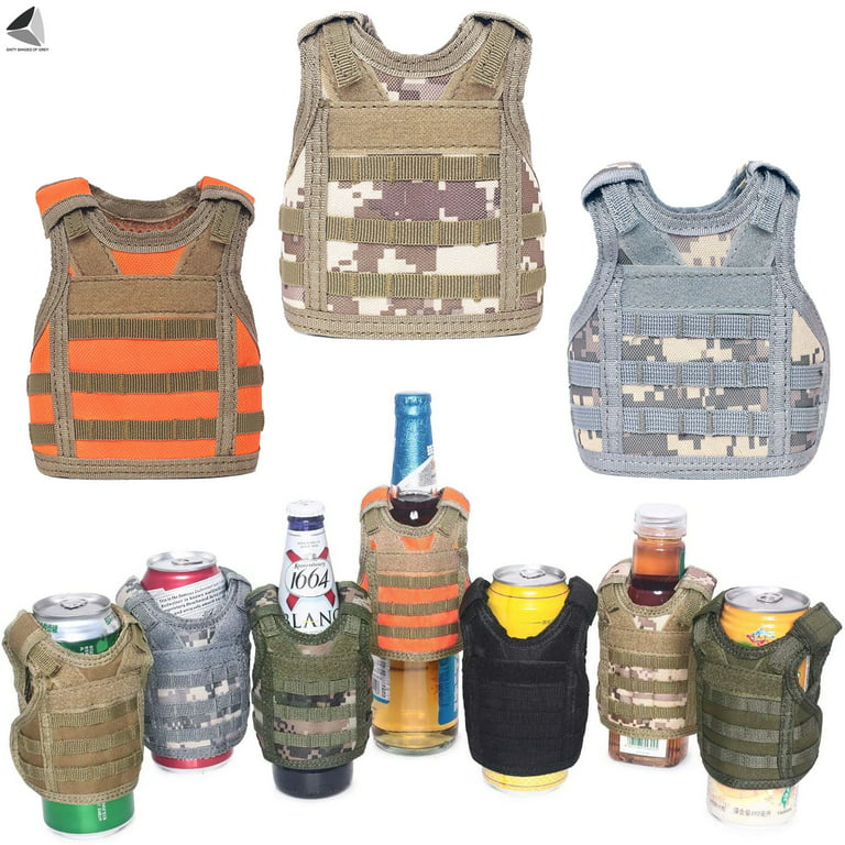 Mini Tactical Vest Bottle Beer Vest Molle with Adjustable Straps, Beverage  Holder for 12oz or 20oz Cans and Bottles 