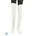 thumbnail image 3 of Deago Women's Cable Knitted Thigh High Boot Socks Long Winter Over Knee Stockings Leg Warmers (Beige), 3 of 7