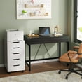 thumbnail image 3 of PetFurnishn Small Computer Desk with Drawers, 39.4 Inch Home Office Desks with Storage, Simple Modern Kids Desk, Vanity Desk for Bedroom, Work Study Writing Desk Table for Small Spaces-39 inch-Black, 3 of 7
