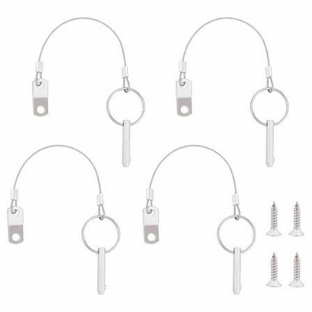 4 Sets Quick Release Pin 0.24 Inch Bimini Top Pin with Lanyard Prevents Loss &Installation Scews Full 316 Stainless Steel Marine Hardware Pin for Boat Deck Boat Top Support Poles
