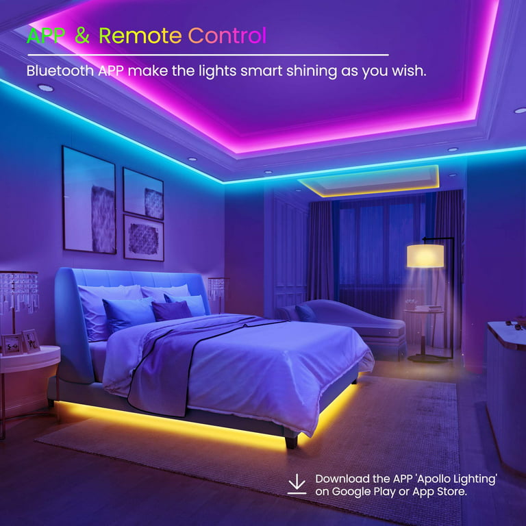 50 Ft Long Led Strip Lights, Gupup Led Lights For Bedroom 50 Ft, Color  Changing Light Strip With Sync To Music, Smart Lights Controlled Via  Bluetooth App And Ir Remote. 50Ft - Walmart.Com