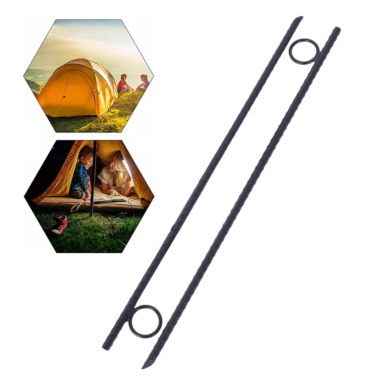 Farfi Tent Stakes, 6 Pack Steel Ground Stakes, 18 Inch Heavy Duty Rebar Stakes with Loop for Outdoor Activities, Rustproof Ground Anchors for Camping, Canopies, Gazebos, Tarps