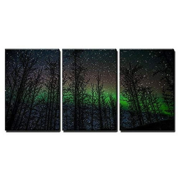 wall26 Canvas Print Wall Art Set Aurora Borealis Northern Lights & Forest Astronomy & Space Sky Photography Realism Modern Colorful Multicolor for Living Room, Bedroom, Office - 24"x36&q