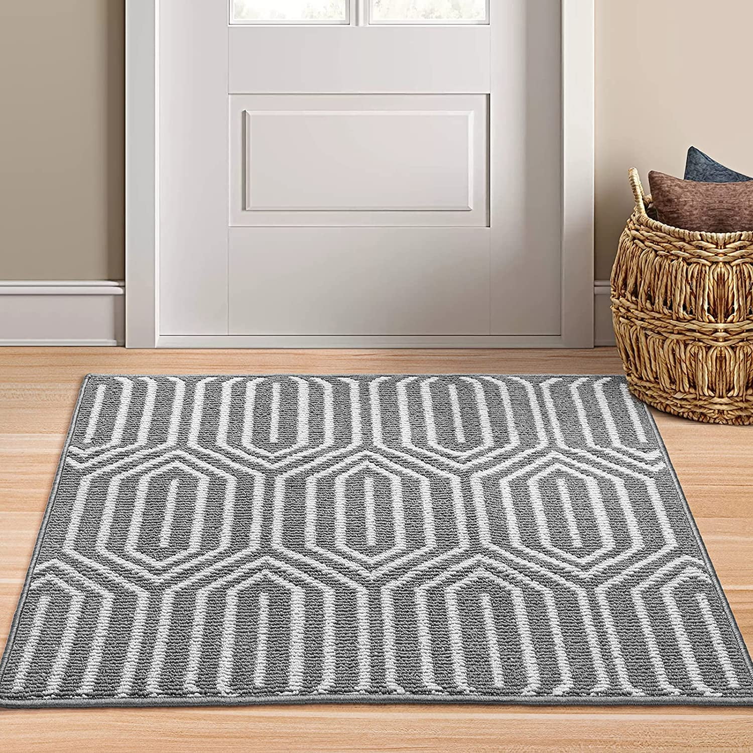3 Pieces Welcome Front Door Mat Rug Home Sweet Home Doormat with Non-Slip Rubber Backing Buffalo Plaid Rug Entryway Outdoor Indoor Mats Absorb Mud Easy Clean Front Entrance Doormat 