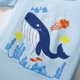 thumbnail image 2 of HILEELANG Toddler Boys' Short Sleeve Tees Cotton Casual Shark Tiger Crewneck Summer Top T-Shirts Blue Green 3 Packs Sets 4T, 2 of 5