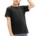 thumbnail image 1 of Camiseta deportiva para niños, de manga corta, transpirable, cuello redondo, secado rápido, para correr y fitness - Negra, 1 of 8