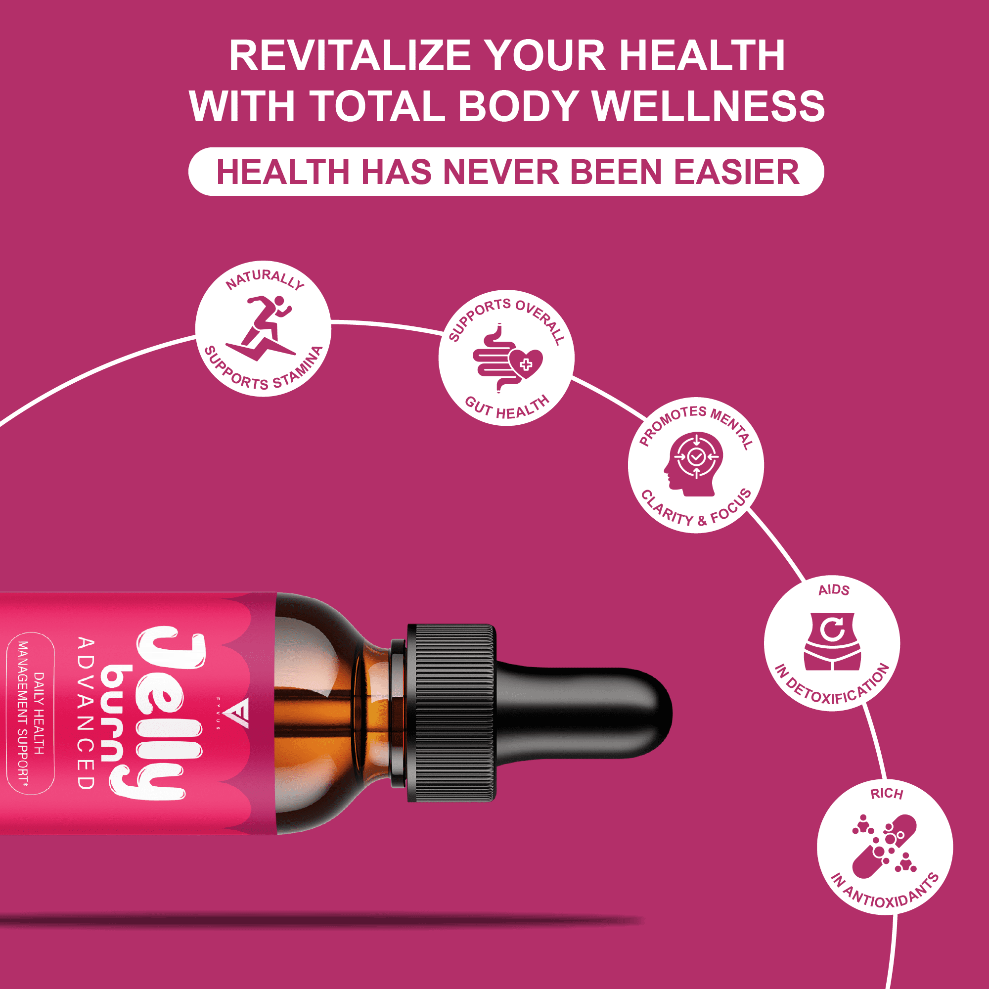 (5 Pack) Jelly Burn Health Management Drops, JellyBurn Liquid Supplement (10oz)