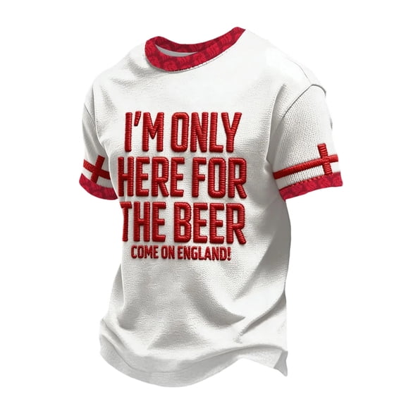 Men's 2026 Soccer Fan , Patriotic Red White Football Shirt, Lightweight Casual Sportswear