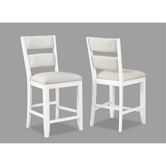 White Counter Height Dining Chairs With Upholstered Back In Cream And Seat For Home Of 2pc