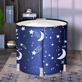 thumbnail image 3 of Hurber Folding Bathtub Portable Shower Bath Tub, for Adults or Kids Efficiently Maintaining Temperature Soaking Tub, Blue, Starry Pattern, 3 of 9