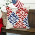 thumbnail image 3 of Blue Red Pillow Covers 20x20 Inch 4th of July Geometrical Flower Throw Pillows Summer Farmhouse Outdoor Decor for Home Living Room Sofa Bed Modern Floral Linen Square Cushion Case, Set of 2, 3 of 6