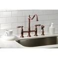 thumbnail image 2 of Kingston Brass KS127ALBSAC Heritage Bridge Kitchen Faucet with Brass Side Sprayer, Antique Copper, 2 of 7