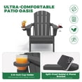 thumbnail image 2 of KINGYES Outdoor Folding HDPE Adirondack Chair with Dual Cup Holders - Patio & Outdoor Lounge, Deck, Weather - Resistant , Gray, 2 of 12