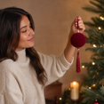 thumbnail image 7 of Dmlowu Christmas Tree Decorations, Velvet Flocked Red Christmas Ornaments with Tassel & Gold Bell, Red Christmas Decorations for Tree Mantel Holiday Party, 7 of 7