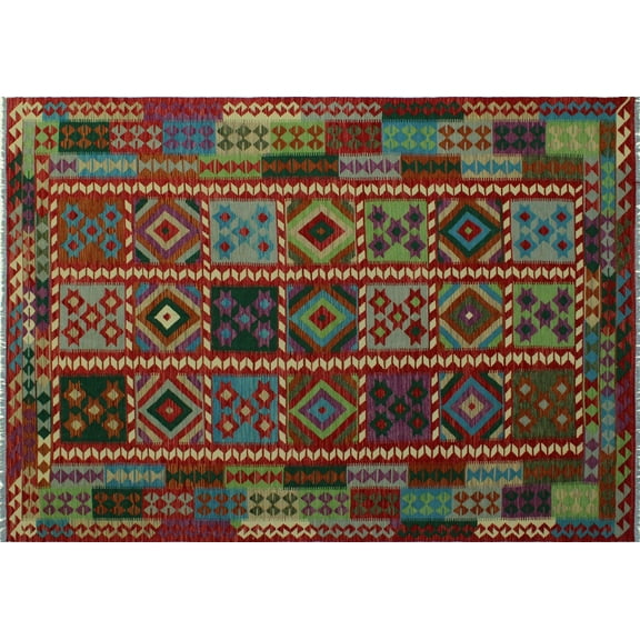 Sangat Memphis Red/Green Rug, 6'10" x 10'1"
