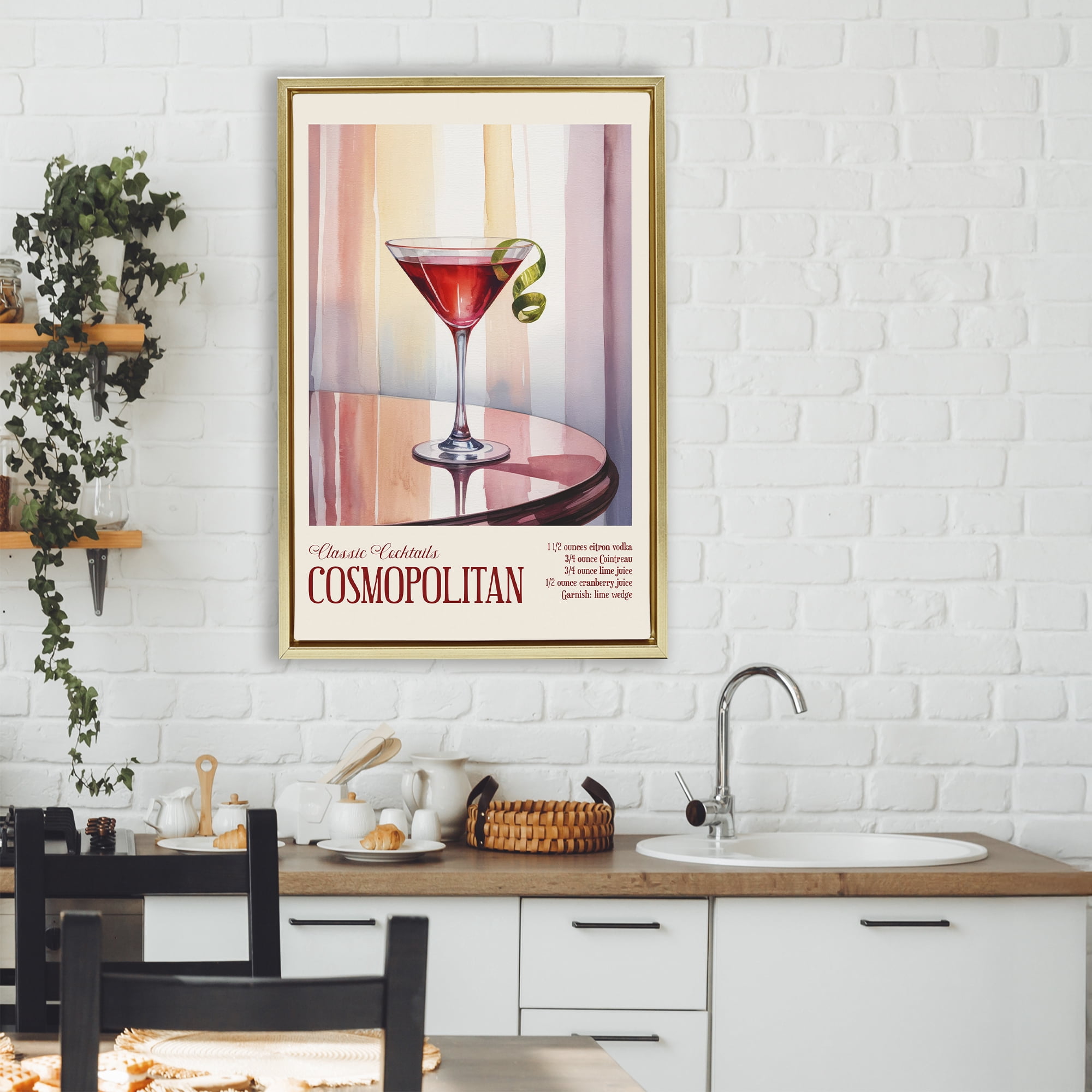 Stupell Industries Cosmopolitan on Reflective Table Gold Framed Floater Canvas Wall Art, design by Andreas Magnusson