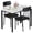 White, variant on MIERES 2-Person Dining Set: Rectangular kitchen table with two leather chairs featuring three-backrests; 3-piece small solid wood dining set, ideal for small spaces and corner dining areas; WHite