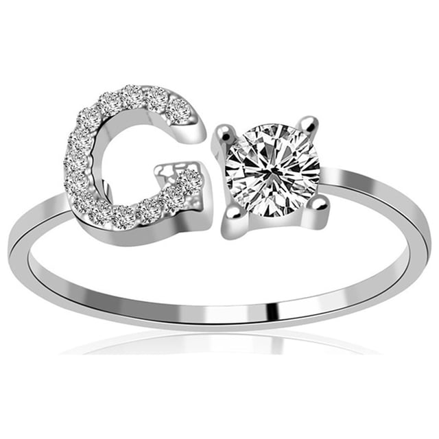 EGNMCR Rings Exquisite Fashion 26 English Alphabet Style Letter Fashion Copper Fashion ring