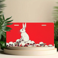 thumbnail image 6 of 1 Pcs 2D Flat License Plate Covers & Frames, White Rabbit on Skulls For Decorative Front, Waterproof For Decoration Aluminum License Plate Covers & Frames Cover For Men Women, 12" X 6", 6 of 7