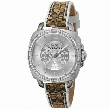 Women's Boyfriend 36mm Leather Watch Silver/Signature Khaki 2