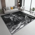 thumbnail image 2 of Area Rugs 7 X 8 ft Rug for Living Room Soft Non Slip Rug Low Pile Retro Skeleton Gambler Mysterious Printed Area Rugs Bedroom Farmhouse Dining Room, Home Decor Indoor Black Gray, 2 of 7