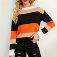 thumbnail image 4 of Lovzfmll Ladies Tops and Blouses, Womens Long Sleeve Round Neck Shirts Basic Tee Fall Tops Outfits Loose Clothes Color Block Casual Knitwear Pullover Sweater Tops Blouse Orange M, 4 of 6