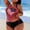 Watermelon Red, variant on YHAJDS Womens Swimwear Plus Size Solid Color V Neck Tankini Top Push Up Padded 2 Piece Swimsuit