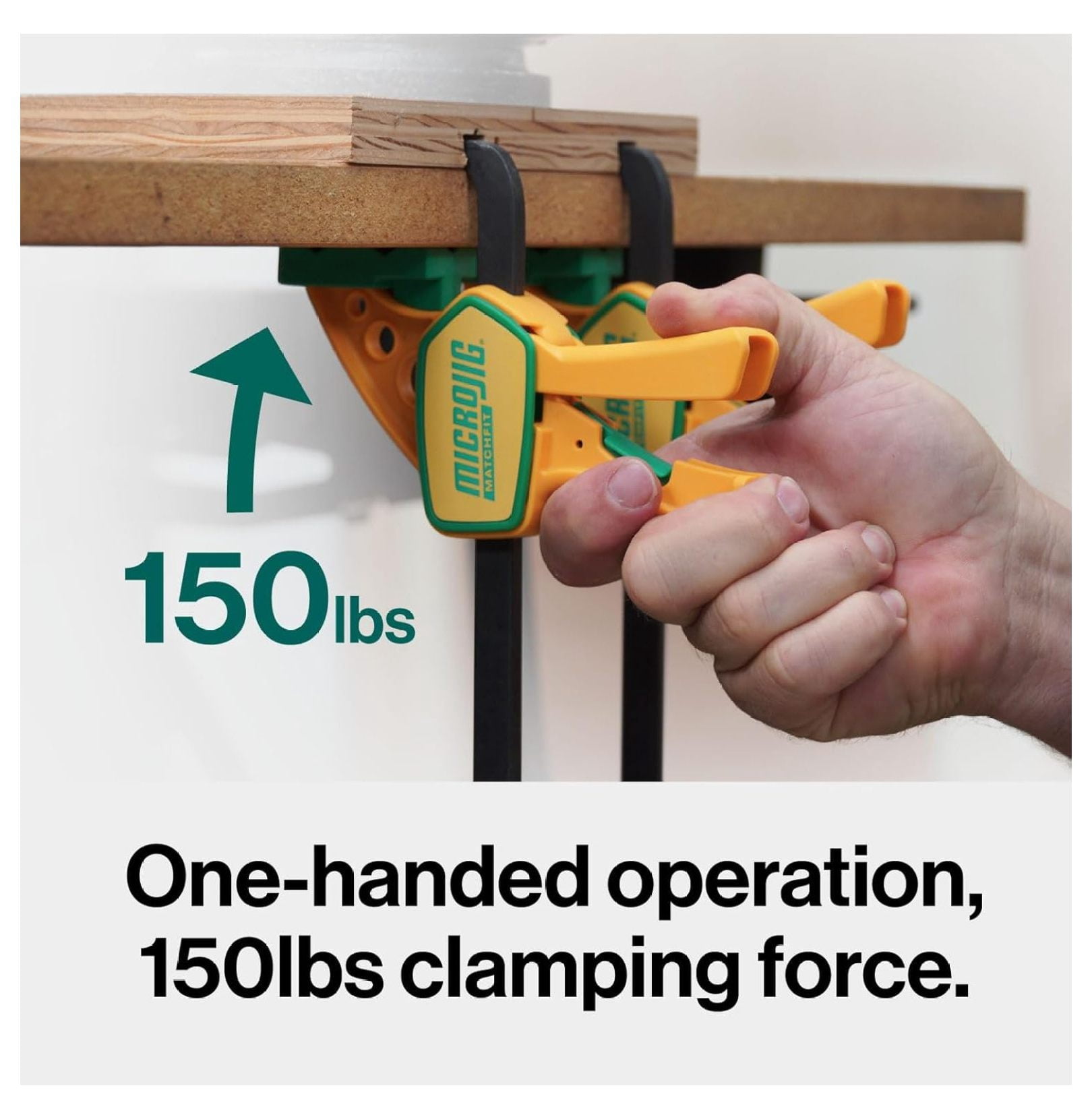 Matchfit Grr-rip Clamp (4-Pack), Dovetail Track Clamps, Squeeze Action Dovetail Clamps for Jigs, Sleds, Workbenches, DVC-625QCK2X4, Yellow