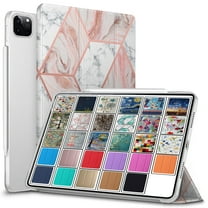 DuraSafe Cases iPad PRO 11 Inch 2 2020 3 2021 4 2022 [ PRO 11 2nd 3rd 4th ] MHMT3LL/A MHMU3LL/A MY332LL/A MY342LL/A Printed Slim PC Dual Angle Stand Clear Flip Back Cover - Marble Pink