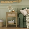 thumbnail image 6 of Surmoby Farmhouse Rattan Nightstand Bedside Tables with Storage Drawer and Open Shelf - Side Table Night Stands for Bedroom or Living Room,Cherry, 6 of 7