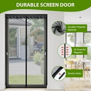 Qoosea Magnetic Screen Door with Heavy Duty Magnets, Self Sealing Mesh Screen Curtain with Hooks, Full Frame Hands Free Magnetic Door Screen Closure Fit Door Size 36 x 82 Inch