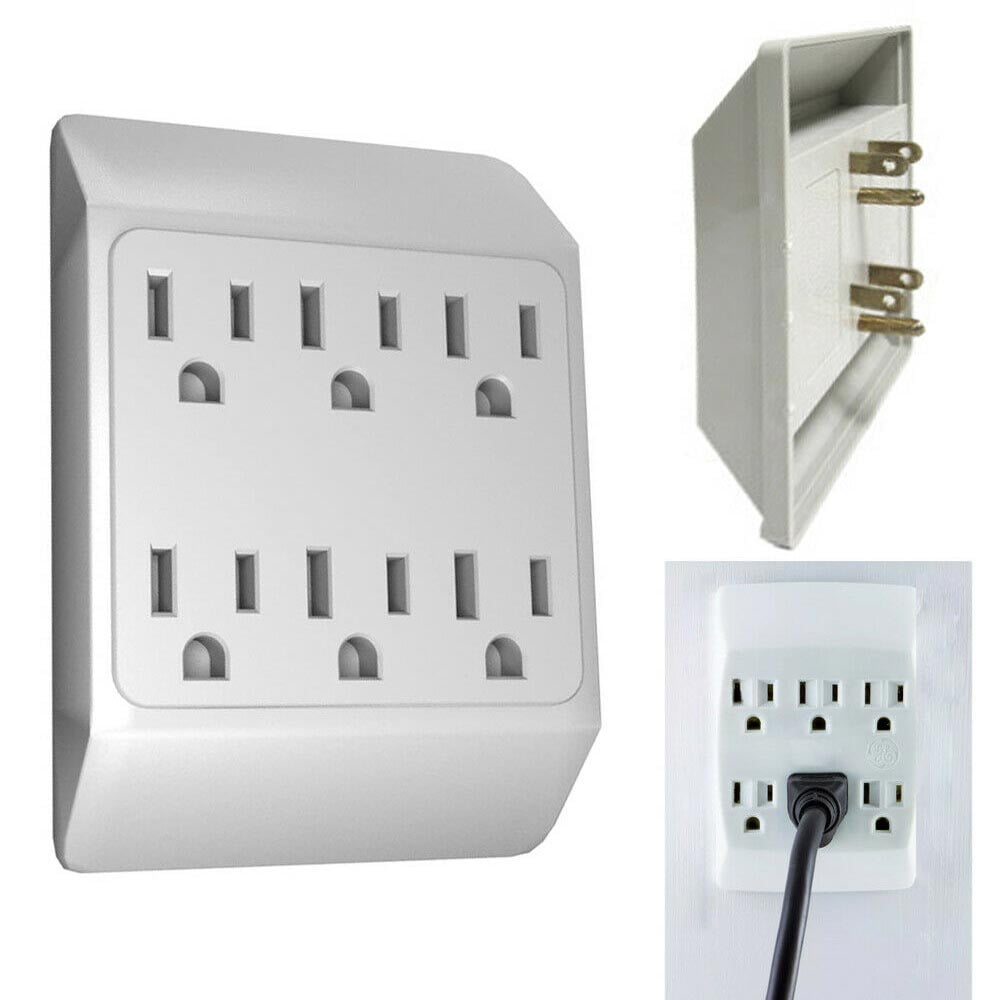 1 PC 6 Outlet Wall Tap Grounded Power Adapter Port Indoor AC Plug ETL Listed New
