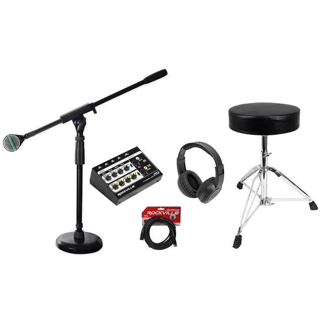 AKG D112 MKII Kick Drum Bass Guitar Microphone+Mic Mixer+Stand+Throne