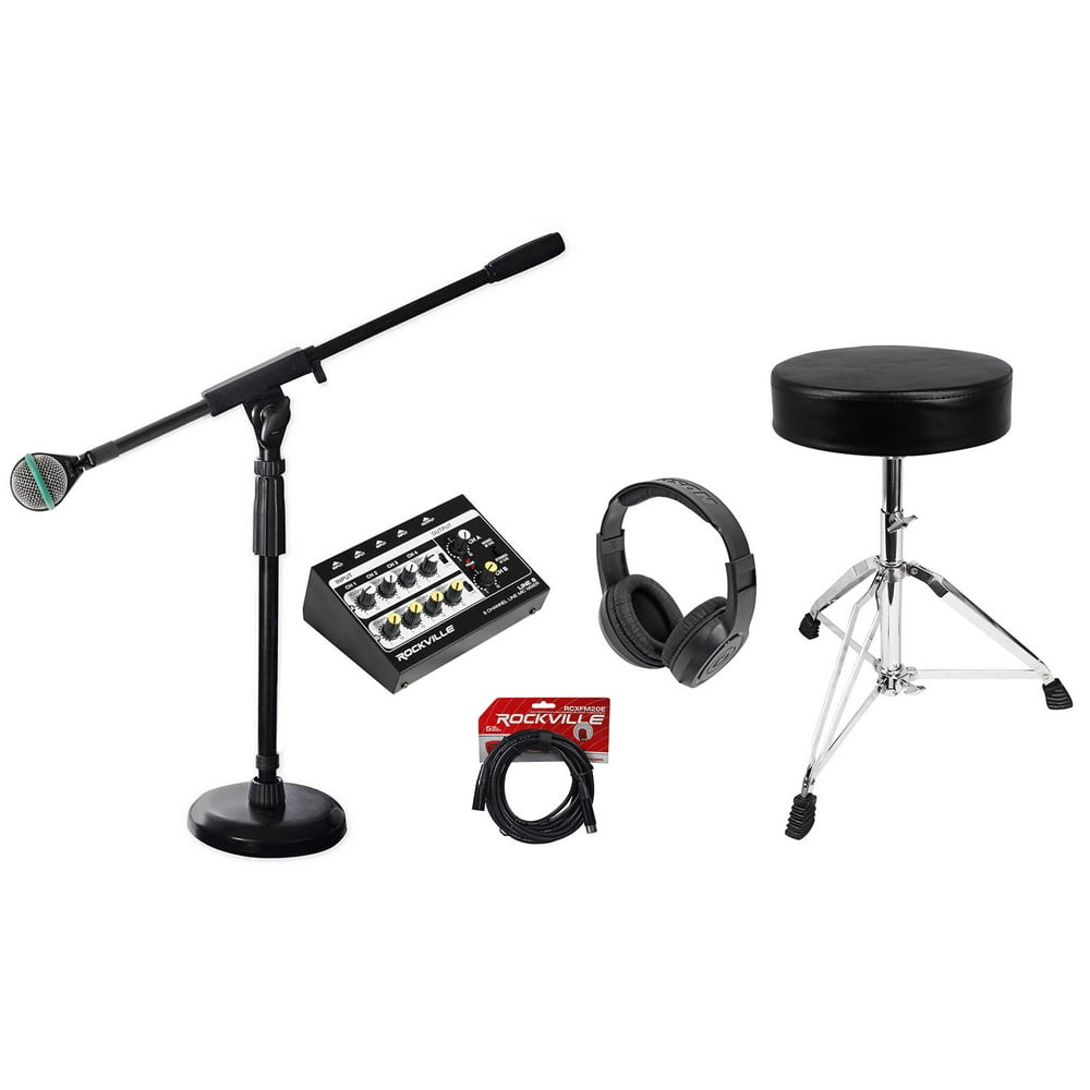 AKG D112 MKII Kick Drum Bass Guitar Microphone+Mic Mixer+Stand+Throne+Headphones