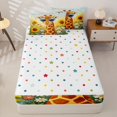 thumbnail image 4 of Castle Fairy Girls Cute Sunglass Giraffe Zipper Twin Comforter Sets with Fitted Sheet and 2 Pillowcases,Sunflower Wild Floral Sky Zipper Bedding Set,Brown Yellow Blue,Reversible,4-Piece, 4 of 6