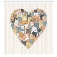 thumbnail image 3 of Ambesonne Cat Lover Shower Curtain, Heart Shaped Frame, 69"Wx84"L, Multicolor, 3 of 3