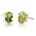 thumbnail image 4 of Peora Solid 14K Yellow Gold Peridot Earrings for Women, Genuine Gemstone Classic Solitaire Studs, 7x5mm Oval Shape, 2 Carats total, Friction Back, 4 of 7