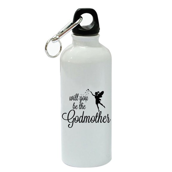 Will You Be My Godmother? White Aluminum Sports 20 oz Water Bottle