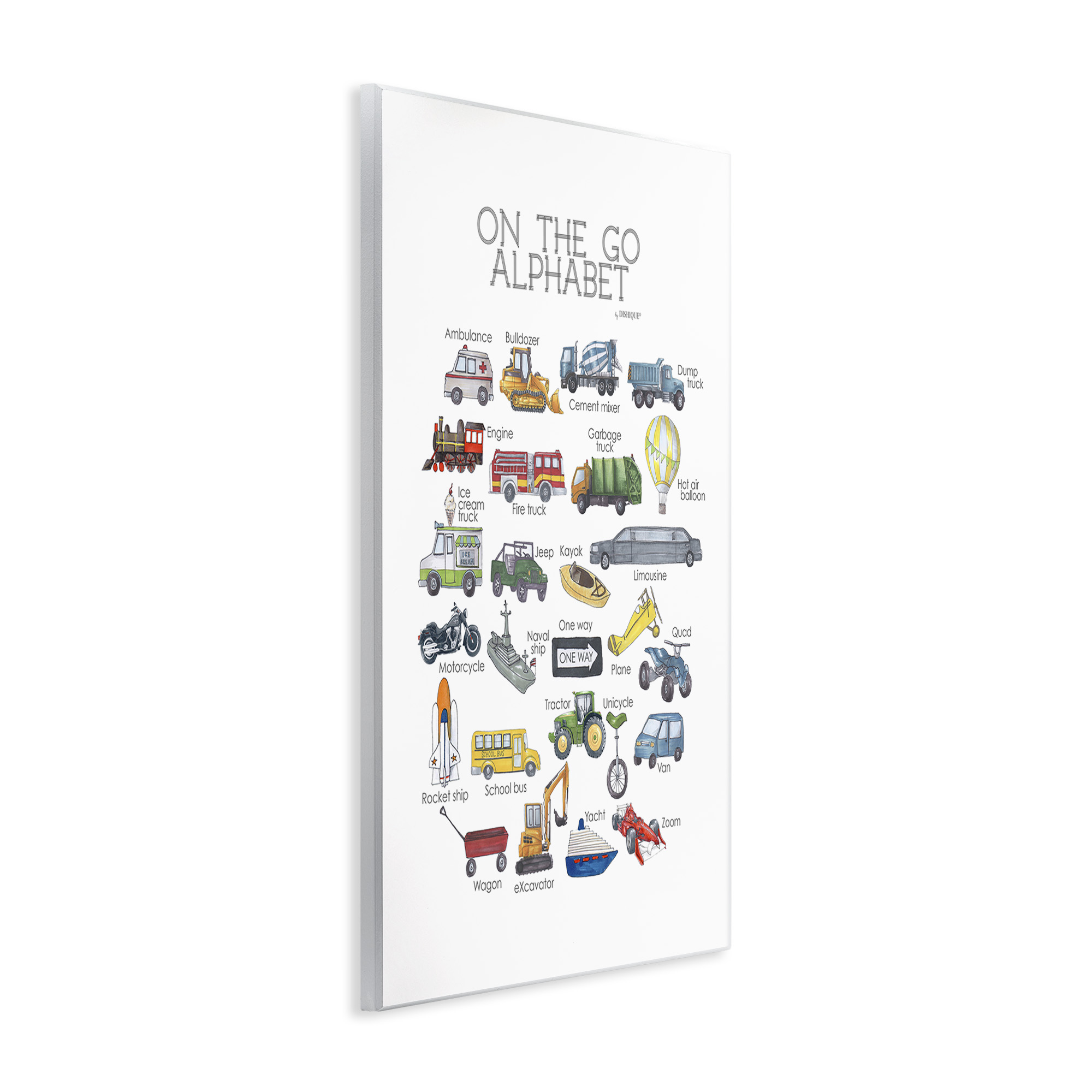 Stupell Industries On The Go Transportation Alphabet Art for Kids Painting Unframed Art Print Wall Art, 13 x 19