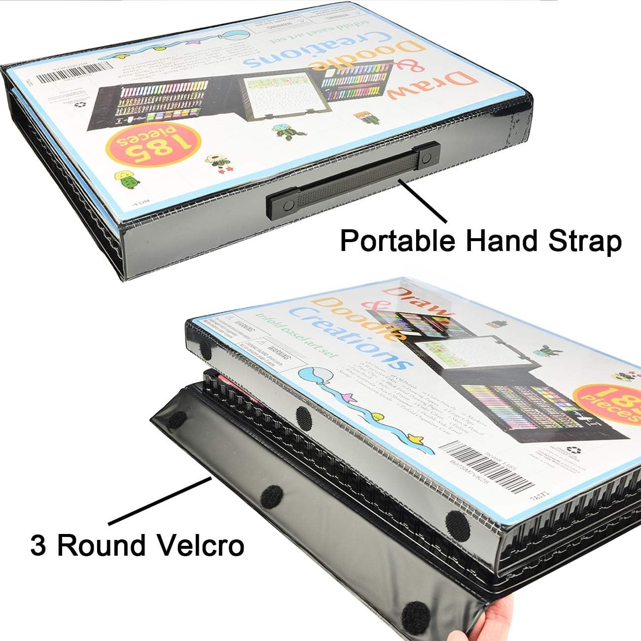 185-Piece Double Sided Easel Art Set - Complete Drawing Kit with Oil Pastels, Crayons, Colored Pencils, Markers & Sketch Pad