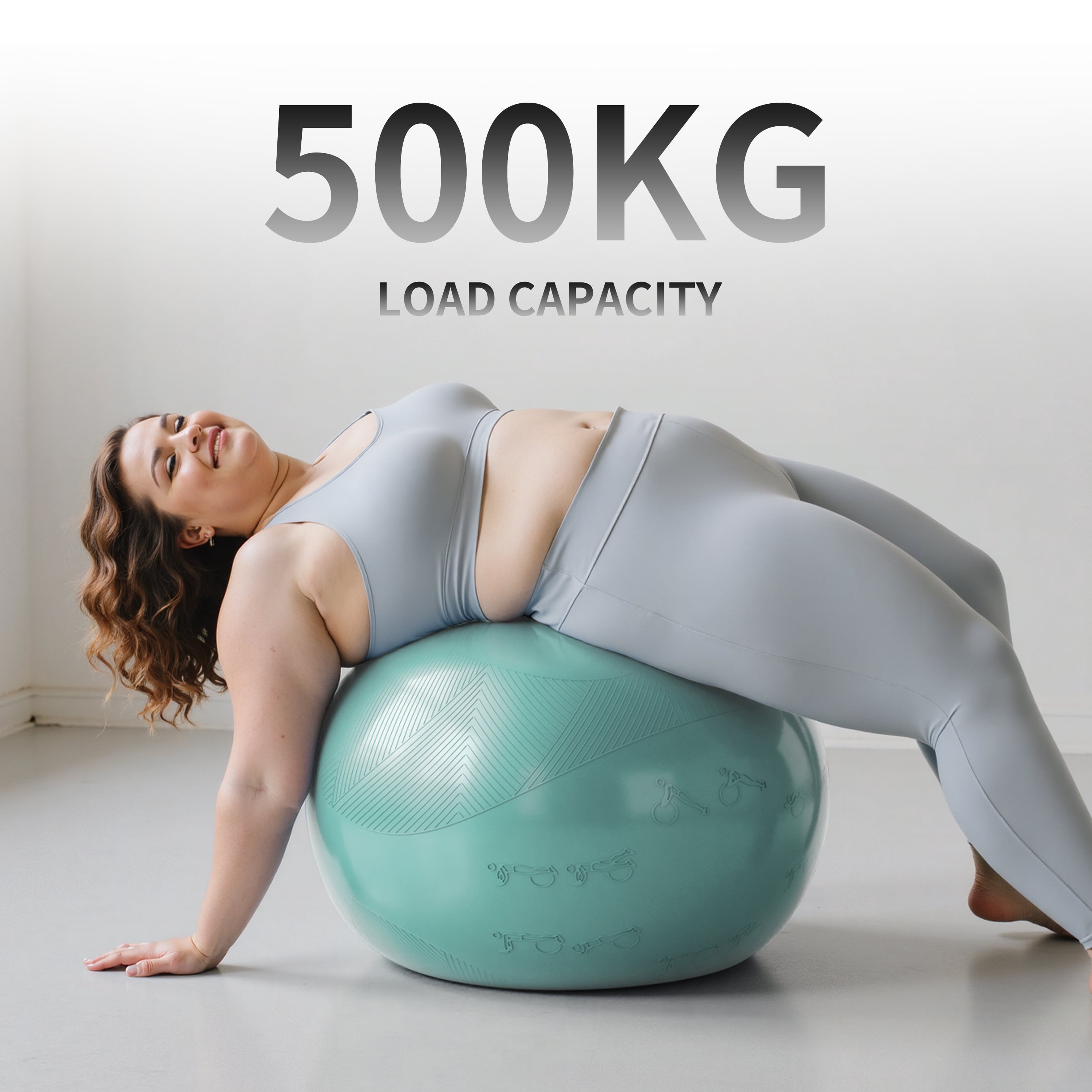 FITMIND Thick Exercise Ball with Embossed Pattern, 25in, Hand Pump, Anti-Burst, Cyan