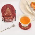thumbnail image 7 of 6 Pcs Drink Coasters with Holder 3.94in Woven Coasters for Drinks Red Christmas Tree Coaster Set for Protection Table, 7 of 7