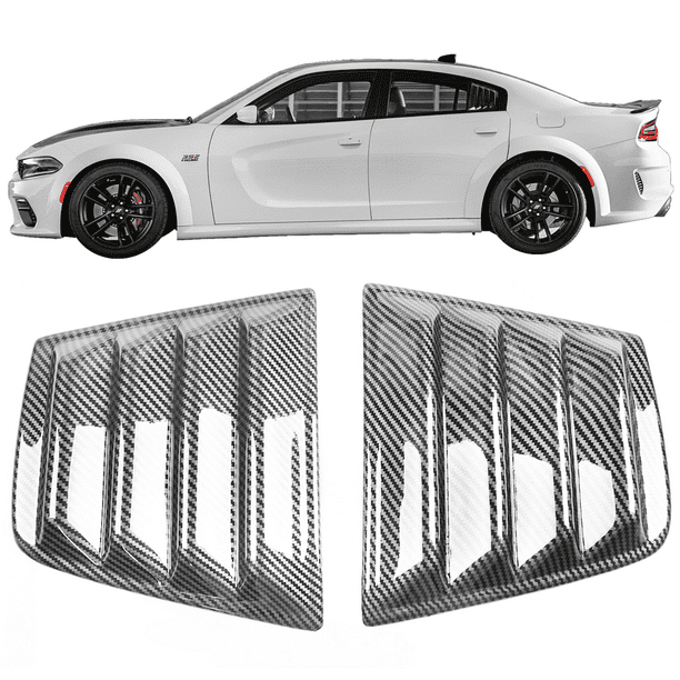 LitMiRaCle Side Window Louvers For Dodge Charger 2011-2023, Racing Style Louvers Air Vent Scoop Shades Cover, Carbon Fiber Print 2PCS
