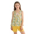 thumbnail image 7 of Summer Casual Clothes Girls Loungewear Flowy Pleated Tank Tops Shorts 2 Piece Cute Clothing Sets for Kids Yellow, 11 Years, 7 of 7