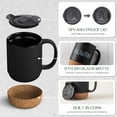 thumbnail image 3 of 15 oz Coffee Mugs, Set of 2 Large Ceramic Mugs, Mug Set with Insulated Cork Bottom and Splash Proof Lid for Men, Women, Coffee, Tea, black, 3 of 5