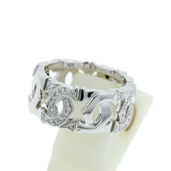 Pre-Owned Cartier Entrelac 2C Half Diamond Ring 750 K18WG White Gold L-157517 (Good)