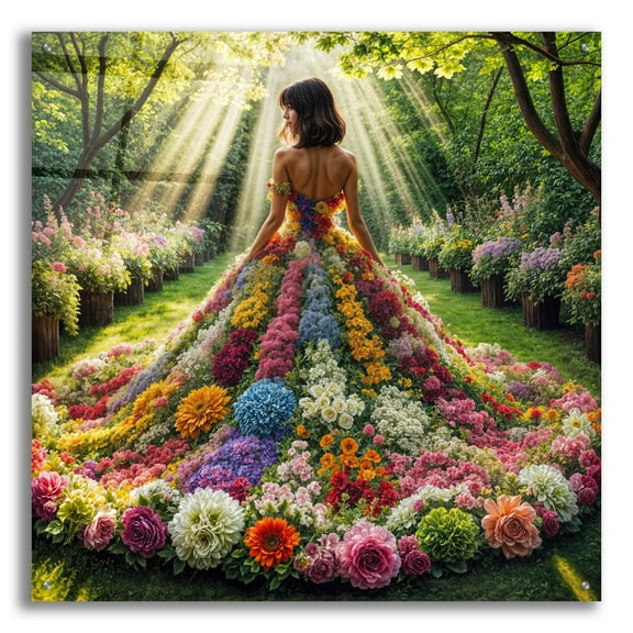 Epic Art 'Flower Dress' by Rey Klimt Acrylic Glass Wall Art, 36" x 36"