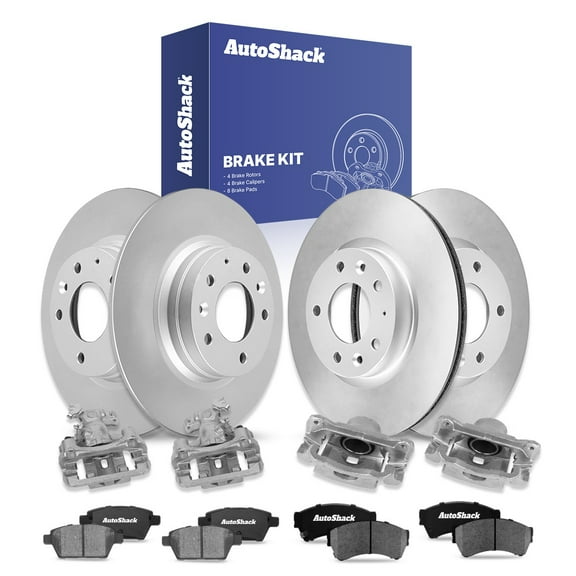 AutoShack Front Vented & Rear Solid Brake Rotors   Ceramic Pads   Calipers 16-PC Brake Kit Replacement for 2006-2013 Mazda 6